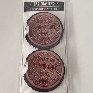 Hand Crafted grey funny love mom Car Coasters